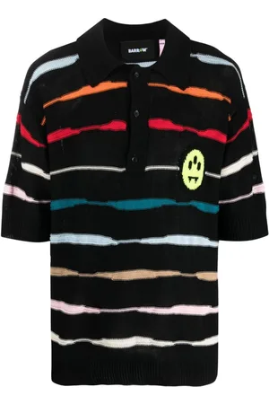 BARROW Polo nera righe orizzontali multicolor