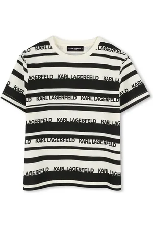 Karl Lagerfeld T-shirt a righe bianca e nera logata