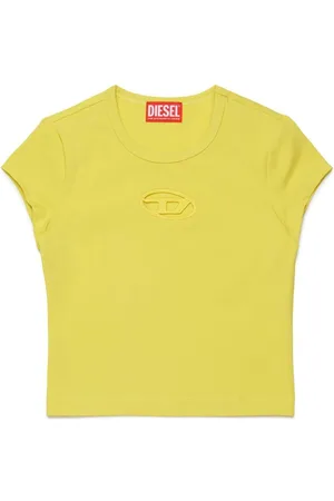 Diesel T-shirt gialla Oval-D tono su tono