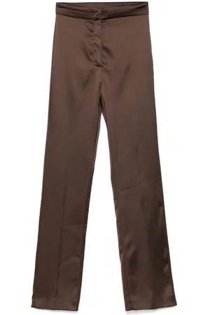 Patrizia Pepe Pantaloni regular fit in raso marrone