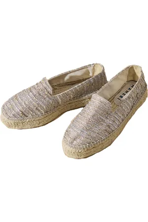 MANEBI Lurex Cotton Blend Double Sole Espadrilles Monaco Platinum