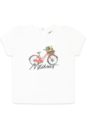 Moschino T-shirt bianca stampa logo frontale neonato