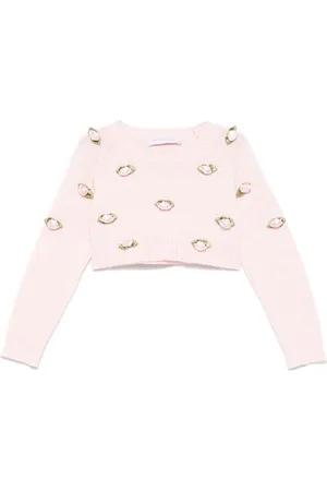 MONNALISA Maglione rosa con applicazione roselline rosa