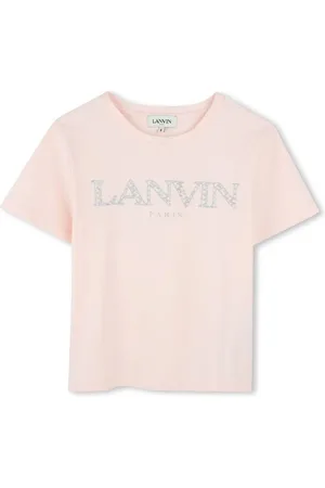 Lanvin T-shirt rosa cipria logo lettering crub