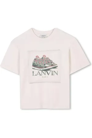 Lanvin T-shirt ecru stampa neakers
