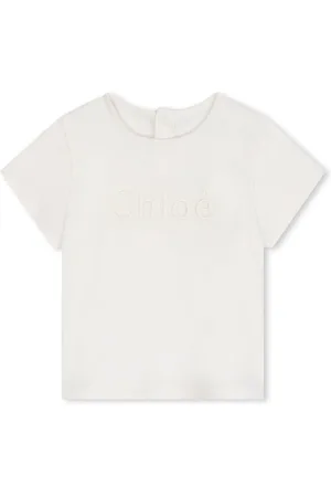 Chloé T-shirt bianca logo ricamo neonata