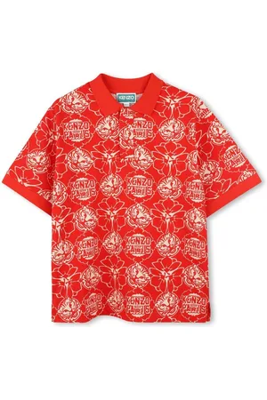 Kenzo Polo rossa fantasia all-over