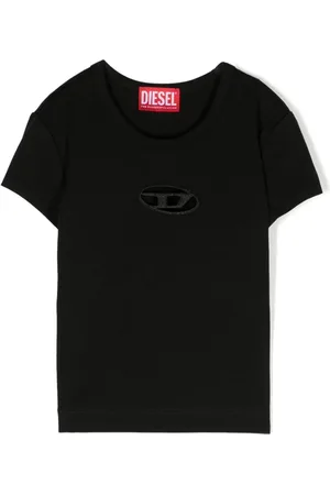 Diesel T-shirt nera Oval-D tono su tono