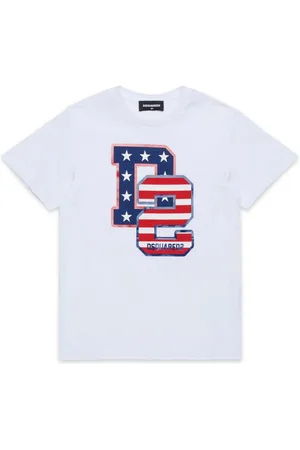 Dsquared2 T-shirt bianca logo fantasia america