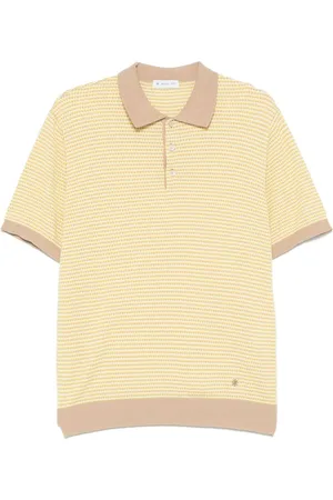 Manuel Ritz Polo gialla e beige micro fantasia