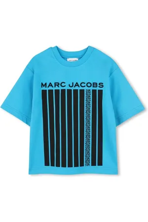 Marc Jacobs T-shirt azzurra stampa fantasia verticale
