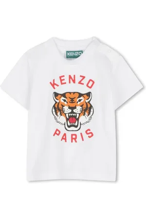 Kenzo T-shirt bianca logo tiger neonato