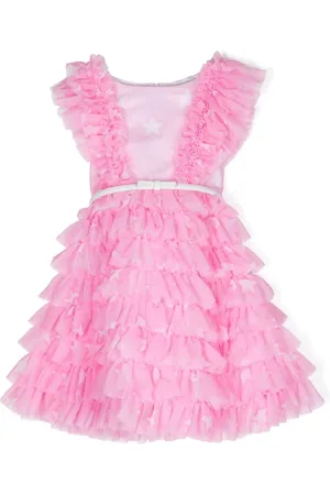 MONNALISA Abito in tulle stampato con ruches