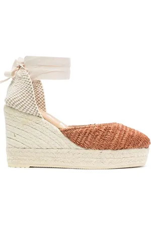 MANEBI Espadrillas rafia Yucatán zeppa valenciana arancione
