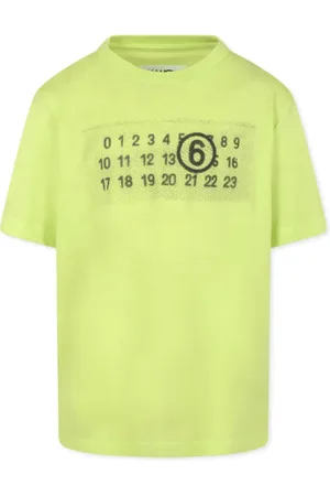 Maison Margiela T-shirt verde lime logo numerico