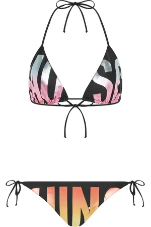 Moschino Bikini triangolo nero con raimbow logo