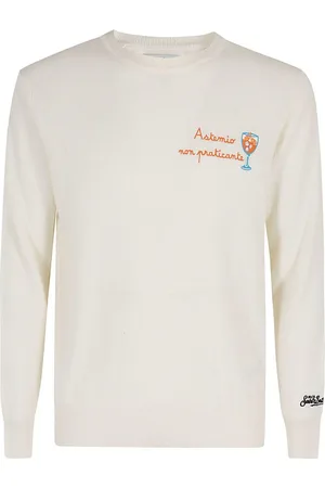 MC2 SAINT BARTH Maglione heron light "Astemio non praticante" crema