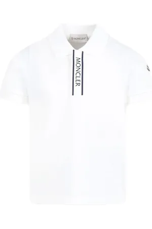 Moncler Polo bianca mezza abbottonatura logata