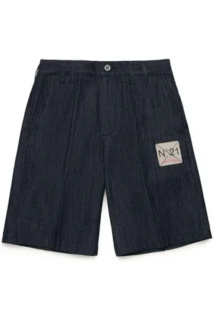 N.21 Kids Bermuda denim etichetta logo