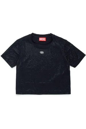 Diesel T-shirt nera strass all-over