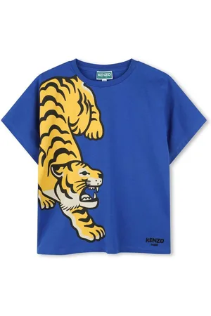 Kenzo T-shirt blu tiger laterale
