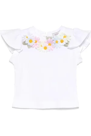 MONNALISA T-shirt bianca neonata con margherite