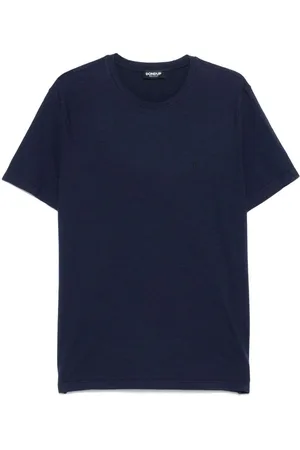 Dondup T-shirt blu mini logo ricamo