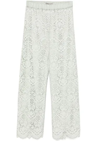 D.EXTERIOR Pantalone verde giada ricami traforati