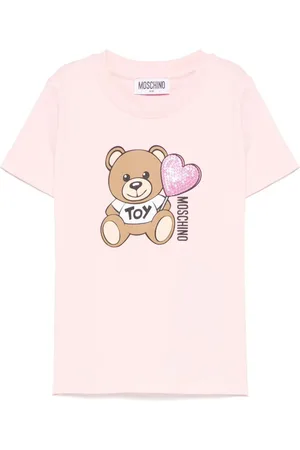 Moschino T-shirt rosa teddy heart con paillettes