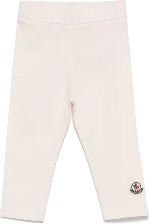 Moncler Leggins rosa logo patch logo ricamo