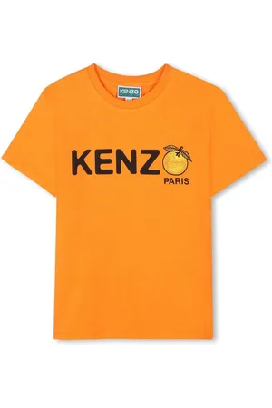 Kenzo T-shirt arancione stampa logo lettering arancia