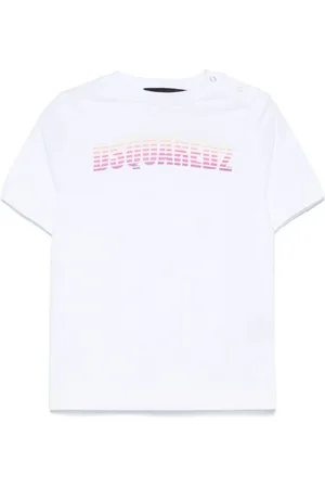 Dsquared2 T-shirt bianca logo sfumato neonato