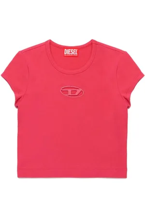 Diesel T-shirt fucsia Oval-D tono su tono