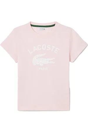Lacoste T-shirt rosa con stampa frontale logo