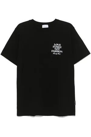 Family First T-shirt nera slogan petto