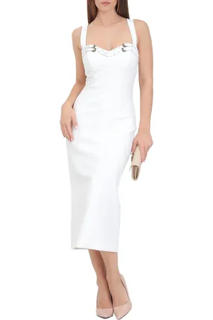 VERSACE Abito bianco scollo con fibbie baroque