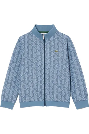 Lacoste Felpa celeste zip logo monogram all-over kids