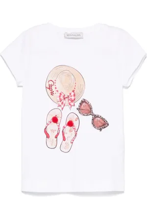 MONNALISA T-shirt bianca stampa con applicazioni