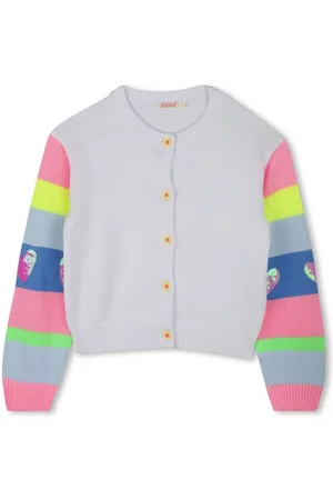 Billieblush Cardigan grigio con maniche a righe multicolor
