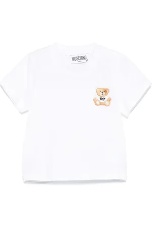 Moschino T-shirt bianca ricamo teddy neonato