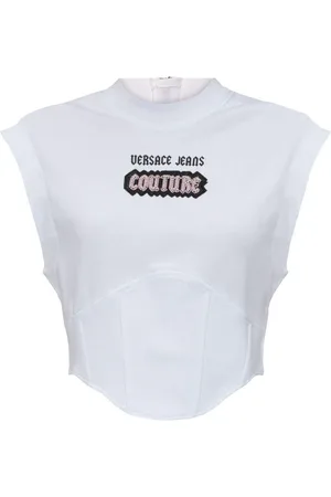 VERSACE Top stile corpetto logo con perline