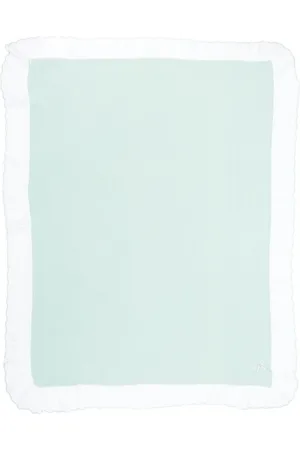 PAZ RODRIGUEZ Coperta verde acqua con orli ricamati