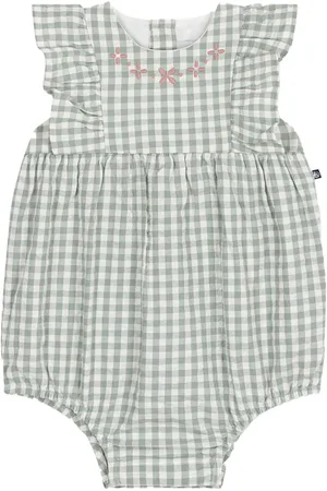 Petit Bateau Tutina con fantasia a quadretti e ricami