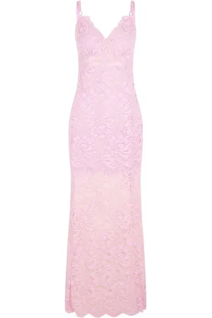 Paco rabanne Abito rosa in pizzo ricamato