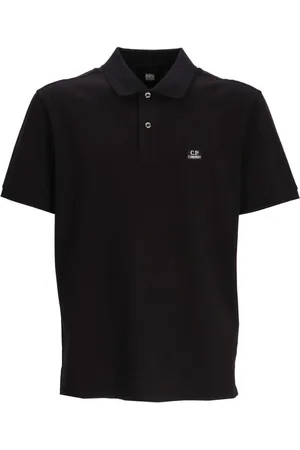 C.P. Company Polo nera strech piquet mini logo petto