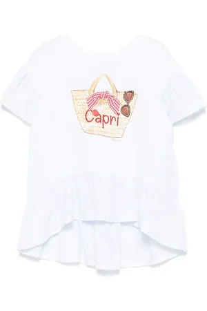 MONNALISA T-shirt bianca stampa borsa Capri