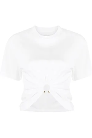 Paco rabanne T-shirt bianca arricciata con anello