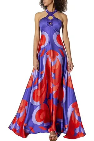 ALLURE Abito viola con fantasia floreale corallo