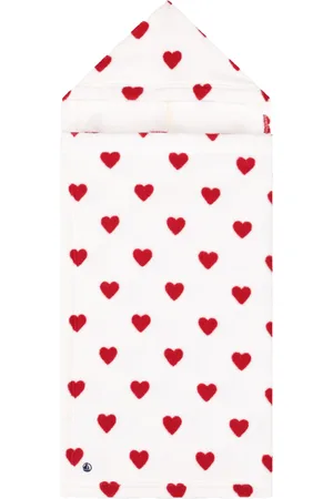 Petit Bateau Accappatoio neonato con cuori bianco/rosso