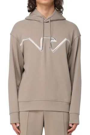 Emporio Armani Felpa beige aquila petto ricamata